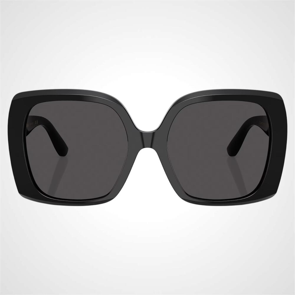 New Dolce & Gabbana Sunglasses Black Acetate Square Gold Metal DG - Picture 2 of 6